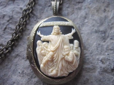 MEDALLÓN CAMAFEO JESÚS (VEN A MÍ) BRONCE - RELIGIOSO, DIOS, NAVIDAD, PASCUA. Foto 1 de 4