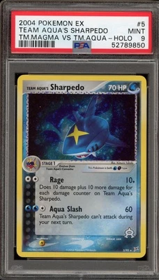 Pokemon Team Aqua's Sharpedo EX TM Magma Vs TM Aqua Holo Rare #5 PSA 9 Mint - Image 1 of 2