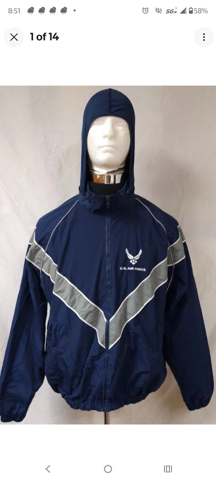 Chaqueta De Colección Fuerza Aérea de EE. UU. Skilcraft Jwod Pequeña Mediana Malla Forrada Reflectante Capucha Cremallera Foto 1 de 4