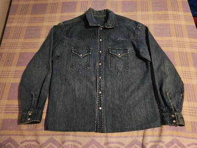 Camisa Western Denim Pesada De Colección Perla Alada Calavera Corona Rara Años 50 60 70 Foto 1 de 4