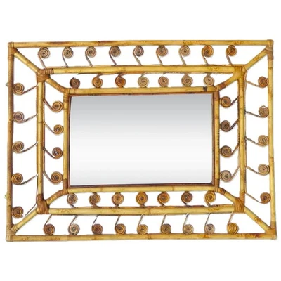 Vintage Fiddlehead Bamboo Wall Mirror Mid Century Modern - Image 1 of 4