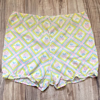 Vtg 60s Neon Floral Bloomer Shorts 1960s Boho Hippie Cute Cottage 26-30 Waist - Image 1 of 4