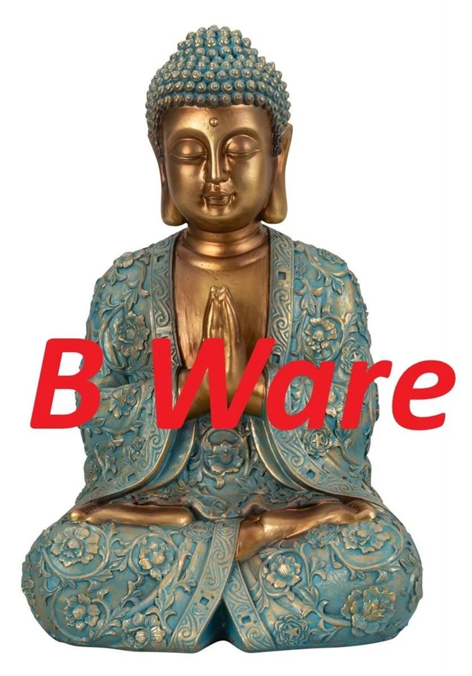2. Wahl Buddha Figur 41,5cm türkis gold Dekoration mit Defekten B Ware - Bild 1 von 1
