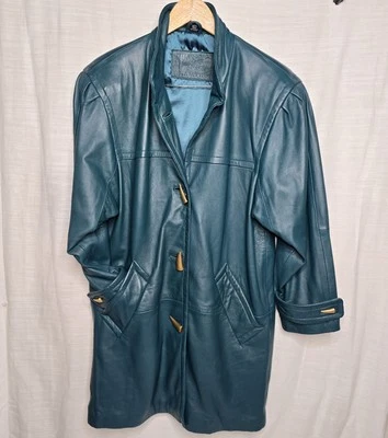 Винтажный 90-х Jacqueline Ferrar темно-зеленый маслянистый мягкий кожаная куртка размер S домашнего животного - Изображение 1 из 4