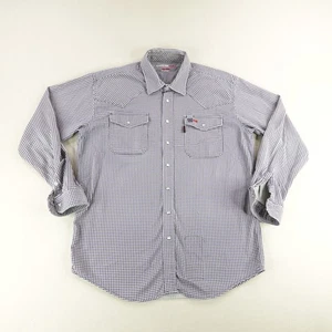 Cinch Shirt Mens XL Blue White WRX Western Pearl Snap CAT2 Flame Resistant FR ^ - Picture 1 of 14