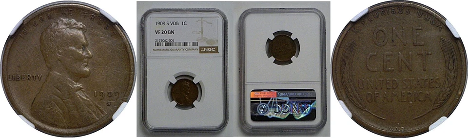 1909-S VDB  Lincoln Cent   NGC VF-20 - Image 1 of 3