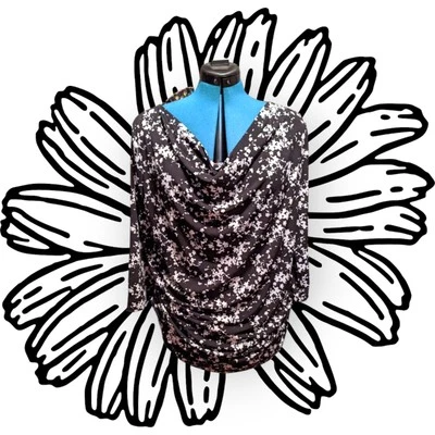 OH BABY By MOTHERHOOD MATERNITY Black White 3/4 Sleeve Floral Top Women's Large - Image 1 of 4