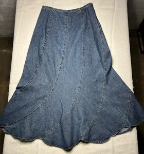 Vintage 90er Y2K Irvine Park Denim Midirock Landhaus Damen 8 28” Taille blau Jeans - Bild 1 von 6