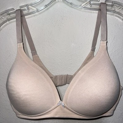 Sujetador Warners 34C Beige Sin Alambres 83% Mezcla Algodón Tazas Sin Forro 0141 Foto 1 de 4