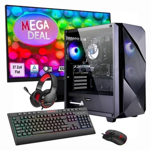 Gaming PC Set Ryzen 7 5700X 32GB 1TB SSD RTX 5060 + MSI 27" Flat - Bild 1 von 12