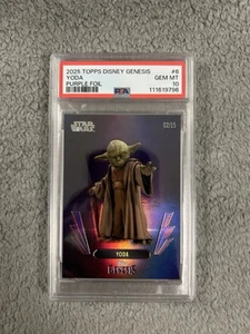 2025 Topps Genesis Disney Star Wars Yoda #6 Purple Foil /15 PSA 10 - Picture 1 of 2