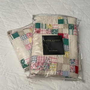 Ralph Lauren Dylan Standard Patchwork Pillow Sham Set (2) French Farmhouse - Picture 1 of 17