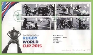 G.B. 2015 Rugby World Cup set on Royal Mail First Day Cover, Rugby - Picture 1 of 1