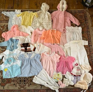35x Vintage Baby Clothes Knitted Crochet Cardigans Dresses 70s 80s Joblot TC2 - Picture 1 of 20