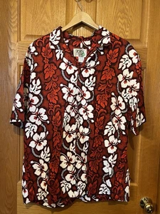 AC83 Vintage Hawaiihemd KYS Made in USA rot geblümt Herren 2XL - Bild 1 von 3