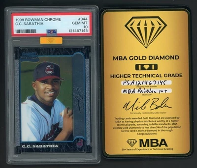 1999 Bowman Chrome No344 CC Sabathia RC дебютант HOF PSA 10 MBA ЗОЛОТОЙ БРИЛЛИАНТ - Изображение 1 из 2