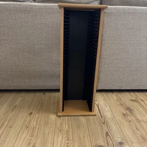 Vintage wooden Wood DVD Storage Tower floor standing Rack holds 32 DVDS 68cm - Picture 1 of 7