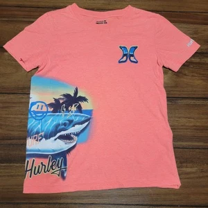 Hurley Kids Short Sleeve Neon Orange Tee Shark Surf - Size Small (8-10 Yrs) - Picture 1 of 7