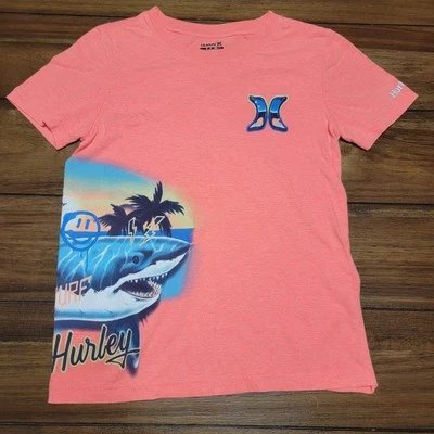 Hurley Kids Short Sleeve Neon Orange Tee Shark Surf - Size Small (8-10 Yrs) - Image 1 of 4