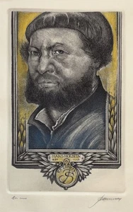 HEDWIG PAUWELS: Exlibris "Hans Holbein" for J.S.; in Passepartout - Imagen 1 de 2