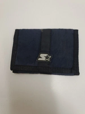 Cartera de nailon vintage Starter Athletics azul negro triple gancho y bucle  Foto 1 de 4