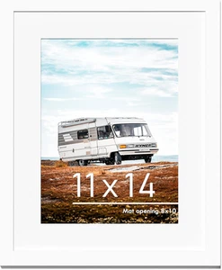 11x14 Bilderrahmen, Display Bilder 8 x 10 mit Passepartout 11 x 14 ohne Passepartout, weiß - Bild 1 von 11