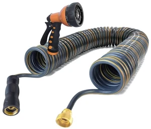 3/8'' Retractable EVA Coil Garden Hose 50 ft, Light Weight Recoil Garden Hose... - Picture 1 of 7