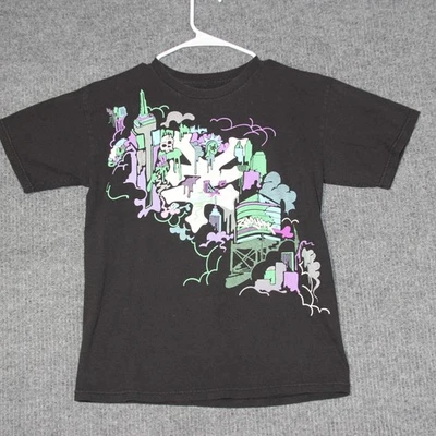 Camiseta Zoo York Niños Talla S Negra Gráfica Camiseta Algodón Orgánico Y2K Patinador Retro Foto 1 de 4