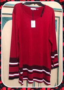 NWT Red CALVIN KLEIN WOMAN Sweater Plus Size 3X 24 MSRP $99.50 NEW LOWER PRICE - Picture 1 of 7
