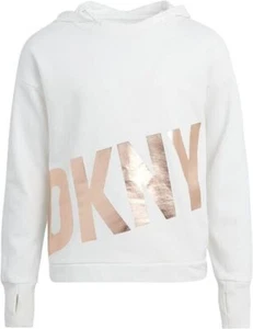 DKNY Youth Girls Pullover Cotton Hoodie Size 7 White - Picture 1 of 5