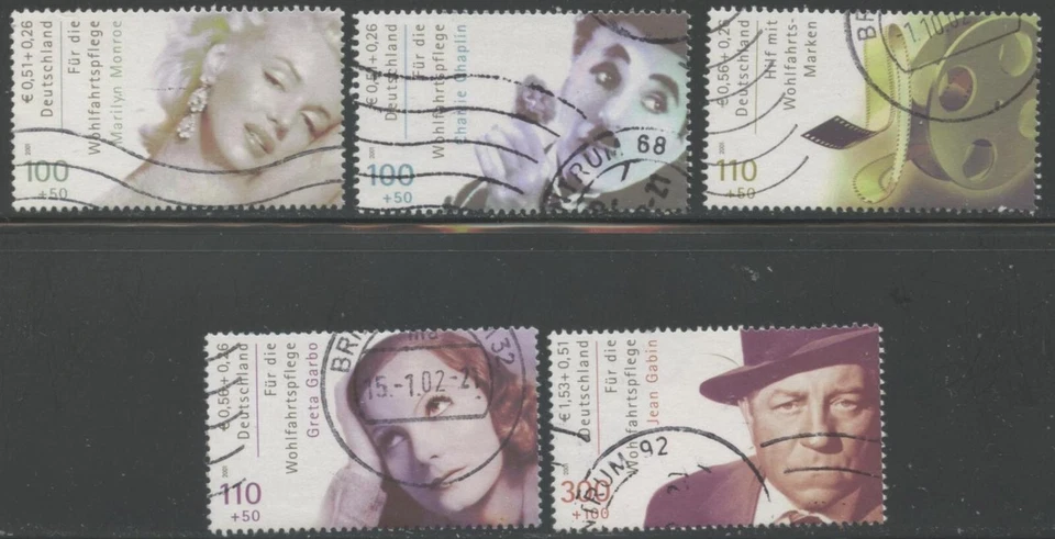 ALEMANHA Sc#B890-B894 2001 Estrelas de Cinema Conjunto Completo Usado - Imagem 1 de 1