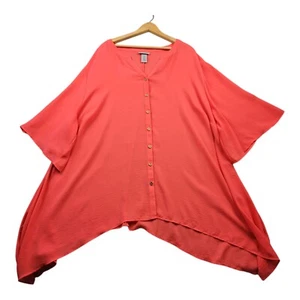 Catherines WomensBlouse Size 4X Sheer Button Front Shark Bite Hem - Picture 1 of 9
