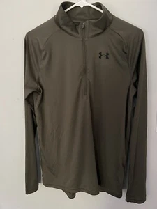 Under Armour Boy's Loose Fit YXL Long Sleeve 1/4 Zip Shirt Army Green - Picture 1 of 3