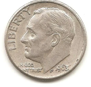 1963 D Roosevelt Dime - EF (90% silver) - Picture 1 of 2