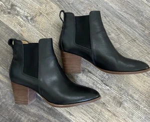 Madewell Regan Heeled Leather Chelsea Boots Women’s Sz 7.5 Black Slip On J8307 - Picture 1 of 9