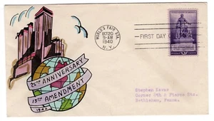 #902 Emancipation Lincoln 13th Ammendment 1940 FDC - Hand-Painted Adler - Picture 1 of 2