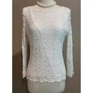 ✨Classy Sutton Studio Exclusive for Bloomingdale’s White Lace Top Shirt S M - Picture 1 of 9