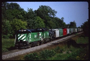 Diapositiva de riel original - BN Burlington Northern 5491+ St Paul MN 8-25-1991 - #101 - Imagen 1 de 1