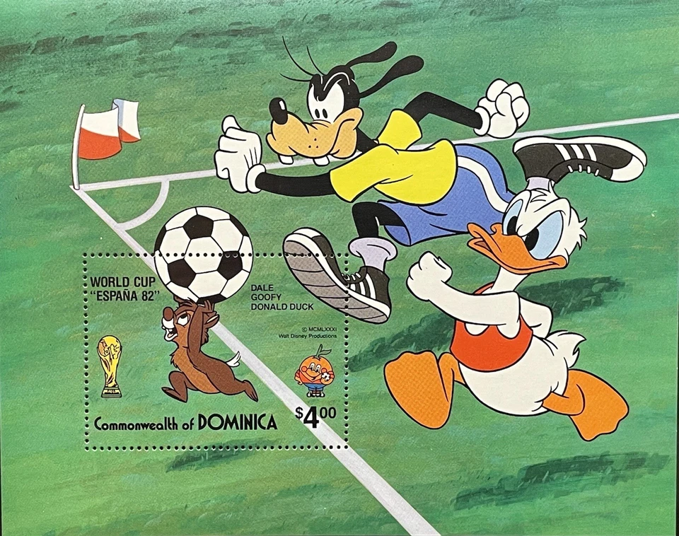 DOMINICA DISNEY WORLD CUP ESPANA '82 STAMPS S/S MNH SPAIN SOCCER SPORTS GOOFY - Image 1 of 1