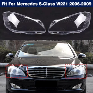 2X Headlight Clear Lens Cover Housing + Glue For Mercedes S-Class W221 2006-2009 - Foto 1 di 14