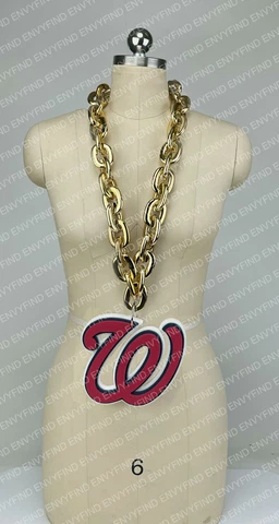 New MLB WASHINGTON NATIONALS GOLD Jumbo Big Fan Chain Necklace Foam MI USA Cover