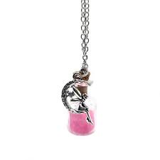 Fairy Dust In Glass Jar Necklace With Fairy On Crescent Moon Pendant