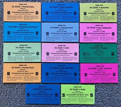 2000-2003 NC State Wolfpack Arena Club Tickets NCAA Basketball ACC Lot of 14 - Image 1 of 2