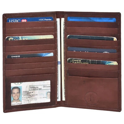 Leatherboss Cuero Genuino Rfid Protegido Funda Tarjeta Para 19 Tarjetas,Marrón - Imagen 1 de 4