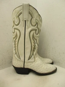 Botas vaqueras de cuero con pluma de avestruz blancas ABC para mujer talla 5 B - Imagen 1 de 14
