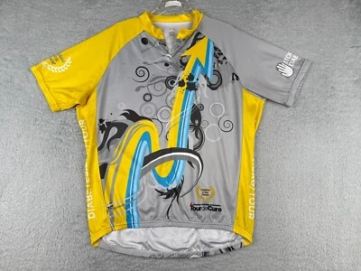Primal Cycling Jersey Adult 2XL XXL Yellow Gray Tour De Cure ADA 1/2 Zip Poly - Image 1 of 4