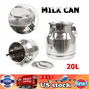 20L Milk Can Stainless Steel Container Oil Barrel Canister Bucket Restaurant USA - Picture 1 of 10