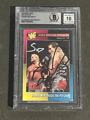 SHAWN MICHAELS & SID VICIOUS 1995 WWF MAGAZINE SIGNED AUTO CARD BAS GEM MINT 10 - Image 1 of 2