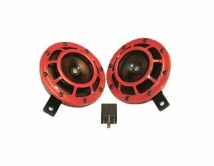 Hella Horn Set Super Tone Dual Tone Genuine 12V Red Grill 500/300HZ + Relay ECs - Picture 1 of 4