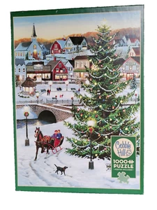 Cobble Hill 1000 Puzzle Villaggio Albero Taglio Casuale Scena di Natale-Puzzle di Natale - Foto 1 di 8